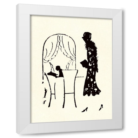 Dressed Woman Walks Into a Restaurant White Modern Wood Framed Art Print by Parrish, Maxfield