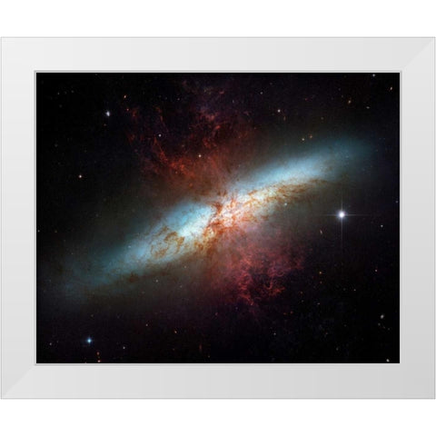 M82 - Starburst Galaxy White Modern Wood Framed Art Print by NASA