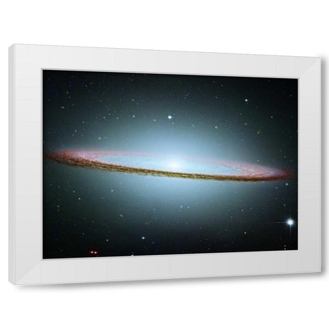 M104 - The Sombrero Galaxy - Colored with Infrared Data White Modern Wood Framed Art Print by NASA