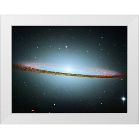 M104 - The Sombrero Galaxy - Colored with Infrared Data White Modern Wood Framed Art Print by NASA