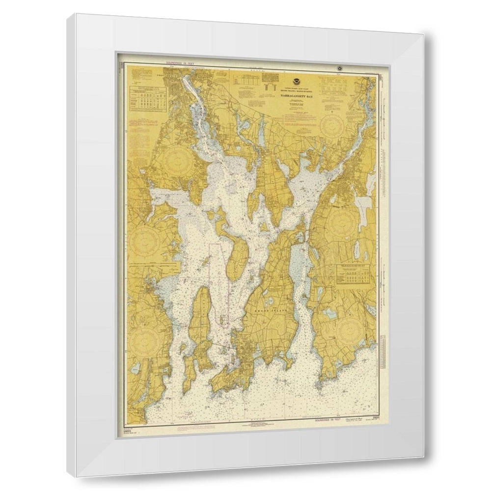 Nautical Chart Narragansett Bay ca. 1975 Sepia Tinted by NOAA
