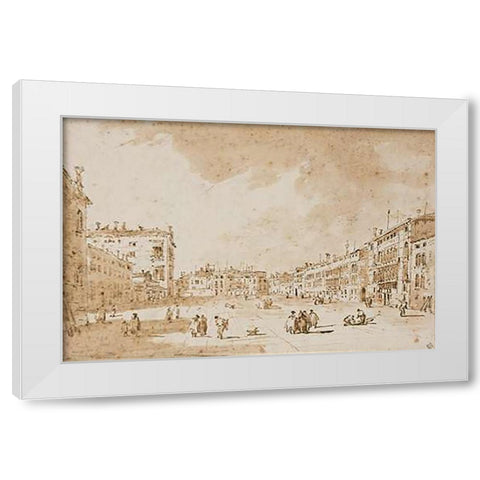 View of Campo San Polo, Venice, ca. 1790 White Modern Wood Framed Art Print by Guardi, Francesco