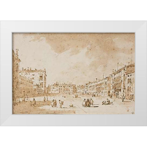 View of Campo San Polo, Venice, ca. 1790 White Modern Wood Framed Art Print by Guardi, Francesco