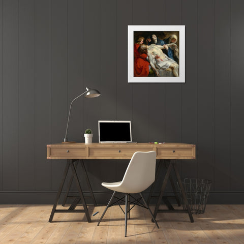 The Entombment White Modern Wood Framed Art Print by Rubens, Peter Paul