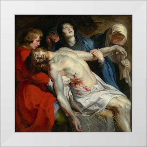 The Entombment White Modern Wood Framed Art Print by Rubens, Peter Paul