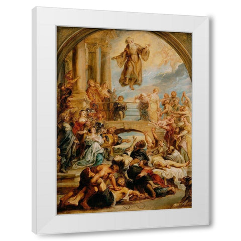 The Miracles of Saint Francis of Paola White Modern Wood Framed Art Print by Rubens, Peter Paul
