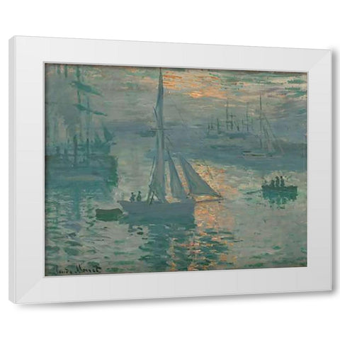Sunrise (Marine) White Modern Wood Framed Art Print by Monet, Claude