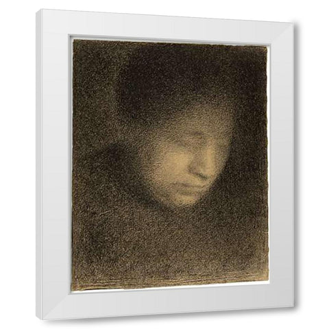 Madame Seurat, the Artists Mother (Madame Seurat, mere) White Modern Wood Framed Art Print by Seurat, Georges
