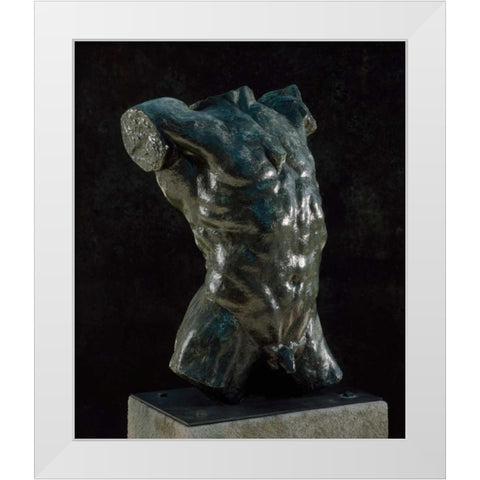 Marsyas - Torso of The Falling Man, ca. 1882-1889 White Modern Wood Framed Art Print by Rodin, Auguste