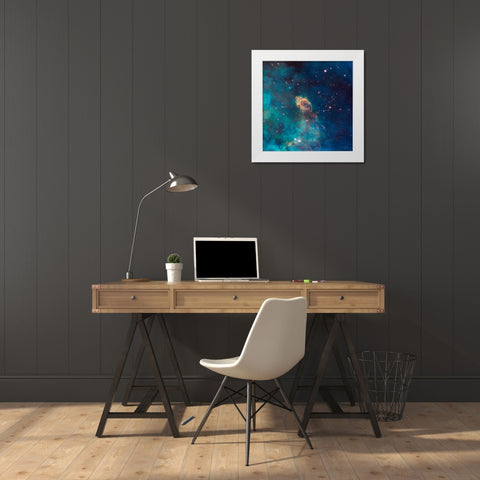 Jet in Carina - WFC3 UVIS Full Field White Modern Wood Framed Art Print by NASA