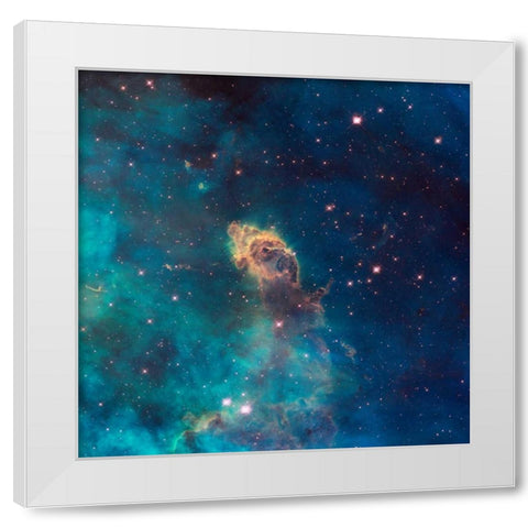 Jet in Carina - WFC3 UVIS Full Field White Modern Wood Framed Art Print by NASA