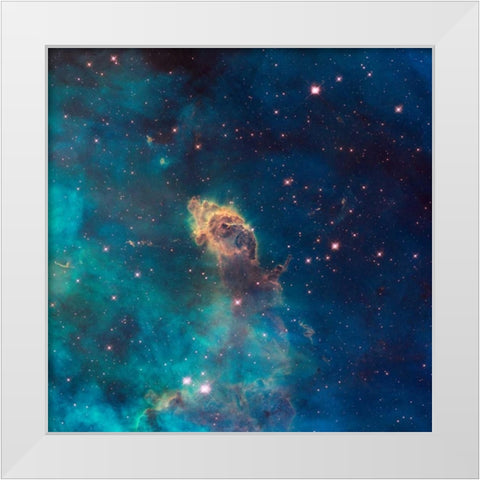 Jet in Carina - WFC3 UVIS Full Field White Modern Wood Framed Art Print by NASA