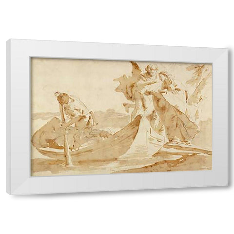 Flight into Egypt (recto); Various Studies (verso) White Modern Wood Framed Art Print by Tiepolo, Giovanni Battista