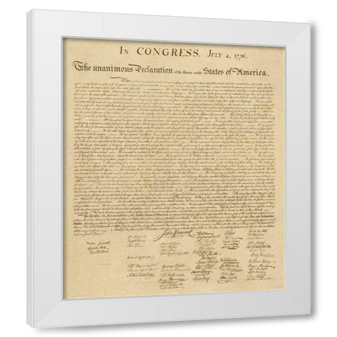 U.S. Declaration of Independence - Decorative Sepia White Modern Wood Framed Art Print by US Government