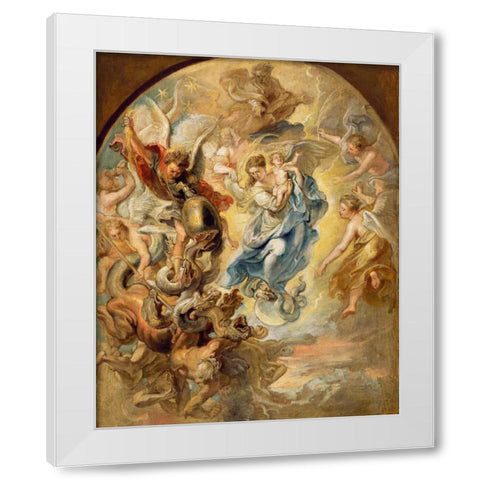 The Virgin as the Woman of the Apocalypse White Modern Wood Framed Art Print by Rubens, Peter Paul