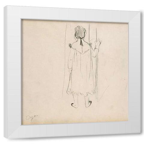 Brothel Scene White Modern Wood Framed Art Print by Degas, Edgar