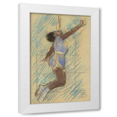 Miss Lala at the Fernando Circus White Modern Wood Framed Art Print by Degas, Edgar