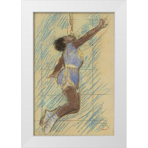 Miss Lala at the Fernando Circus White Modern Wood Framed Art Print by Degas, Edgar