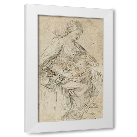 Turbaned Woman White Modern Wood Framed Art Print by Reni, Guido
