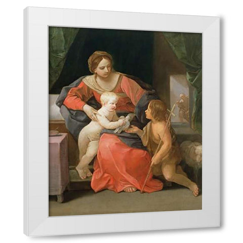 Virgin and Child with Saint John the Baptist White Modern Wood Framed Art Print by Reni, Guido