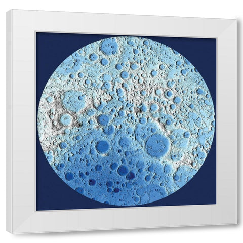 Unmarked Decorative Topographic Map of the Moon, South Pole White Modern Wood Framed Art Print by United States Geological Survey