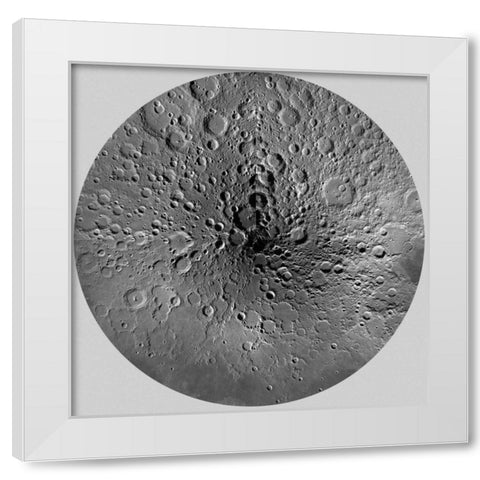 Unmarked Map of the Moon, North Pole White Modern Wood Framed Art Print by US Geological Survey