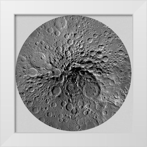 Unmarked Map of the Moon, South Pole White Modern Wood Framed Art Print by US Geological Survey
