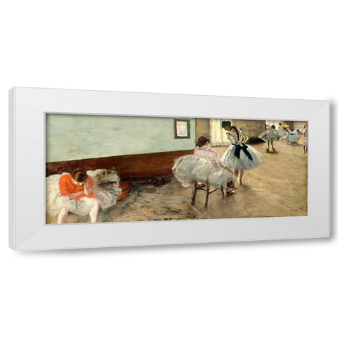 The Dance Lesson, c. 1879 White Modern Wood Framed Art Print by Degas, Edgar
