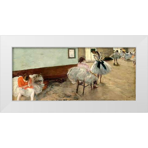 The Dance Lesson, c. 1879 White Modern Wood Framed Art Print by Degas, Edgar