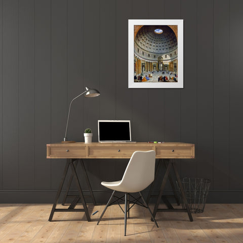 Interior of the Pantheon, Rome, c. 1734 White Modern Wood Framed Art Print by Panini, Giovanni Paolo