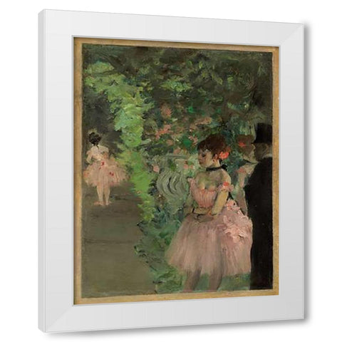 Dancers Backstage, 1876/1883 White Modern Wood Framed Art Print by Degas, Edgar