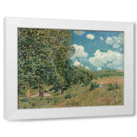 The Road from Versailles to Saint-Germain White Modern Wood Framed Art Print by Sisley, Alfred