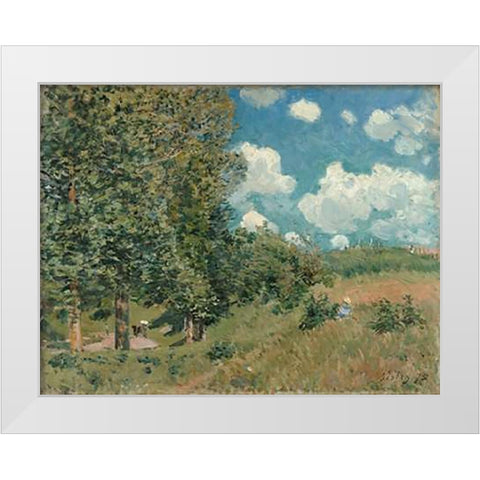 The Road from Versailles to Saint-Germain White Modern Wood Framed Art Print by Sisley, Alfred