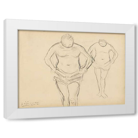 Copies of Cezannes Bathers White Modern Wood Framed Art Print by Degas, Edgar