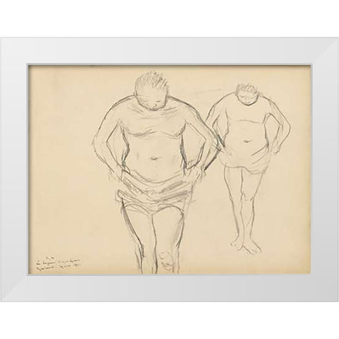 Copies of Cezannes Bathers White Modern Wood Framed Art Print by Degas, Edgar