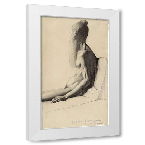 An Indian Man White Modern Wood Framed Art Print by Seurat, Georges