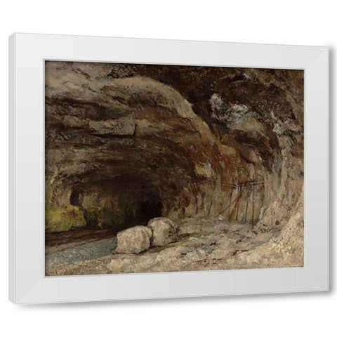 Grotto of Sarrazine near Nans-sous-Sainte-Anne White Modern Wood Framed Art Print by Courbet, Gustave