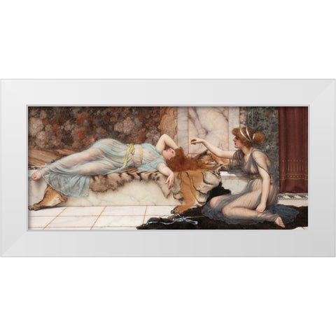 Mischief and Repose White Modern Wood Framed Art Print by Godward, John William