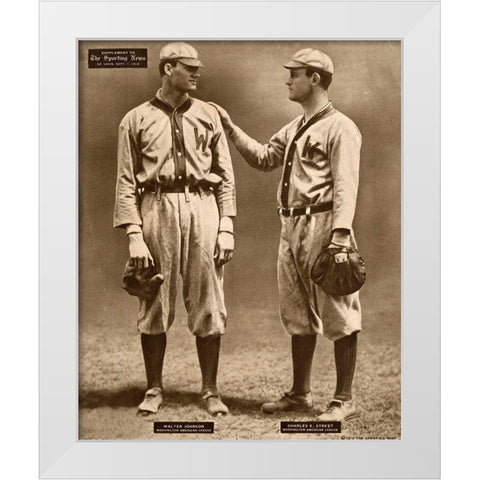 Walter Johnson And Charles E. Street, Washington American League, 1880 White Modern Wood Framed Art Print by Leopold Morse Goulston Baseball Collection,
