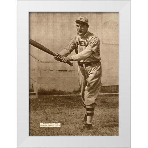 Napoleon Lajoie, Cleveland American League, 1880 White Modern Wood Framed Art Print by Leopold Morse Goulston Baseball Collection,