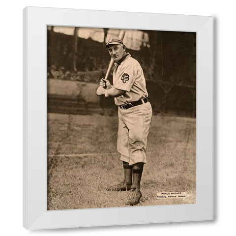 Honus Wagner, Pittsburg National League, 1880 White Modern Wood Framed Art Print by Leopold Morse Goulston Baseball Collection,