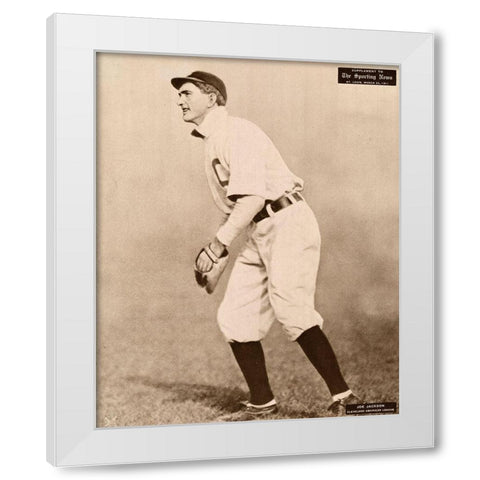 Joe Jackson, Cleveland American League, 1880 White Modern Wood Framed Art Print by Leopold Morse Goulston Baseball Collection,