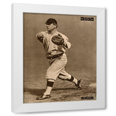 John J. Mcgraw, New York National League, 1880 White Modern Wood Framed Art Print by Leopold Morse Goulston Baseball Collection,