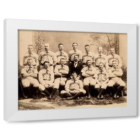 Brooklyn Baseball Club White Modern Wood Framed Art Print by A.G. Spalding Baseball Collection