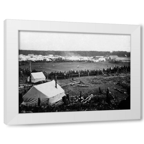 Baseball game - Anchorage - July 4th 1915 White Modern Wood Framed Art Print by Laurence,