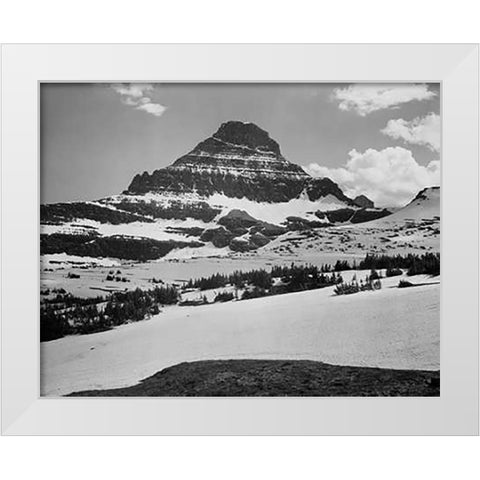 View from Logan Pass, Glacier National Park, Montana - National Parks and Monuments, 1941 White Modern Wood Framed Art Print by Adams, Ansel