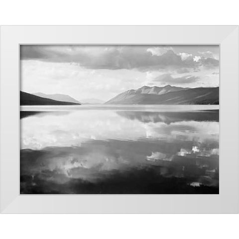 McDonald Lake, Glacier National Park, Montana - National Parks and Monuments, 1941 White Modern Wood Framed Art Print by Adams, Ansel