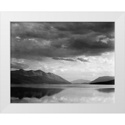 Evening, McDonald Lake, Glacier National Park, Montana - National Parks and Monuments, 1941 White Modern Wood Framed Art Print by Adams, Ansel