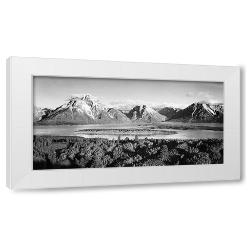 Mt. Moran and Jackson Lake from Signal Hill, Grand Teton National Park, Wyoming, 1941 White Modern Wood Framed Art Print by Adams, Ansel