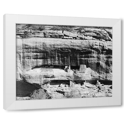 Cliff dwellings, Mesa Verde National Park, Colorado, 1941 White Modern Wood Framed Art Print by Adams, Ansel